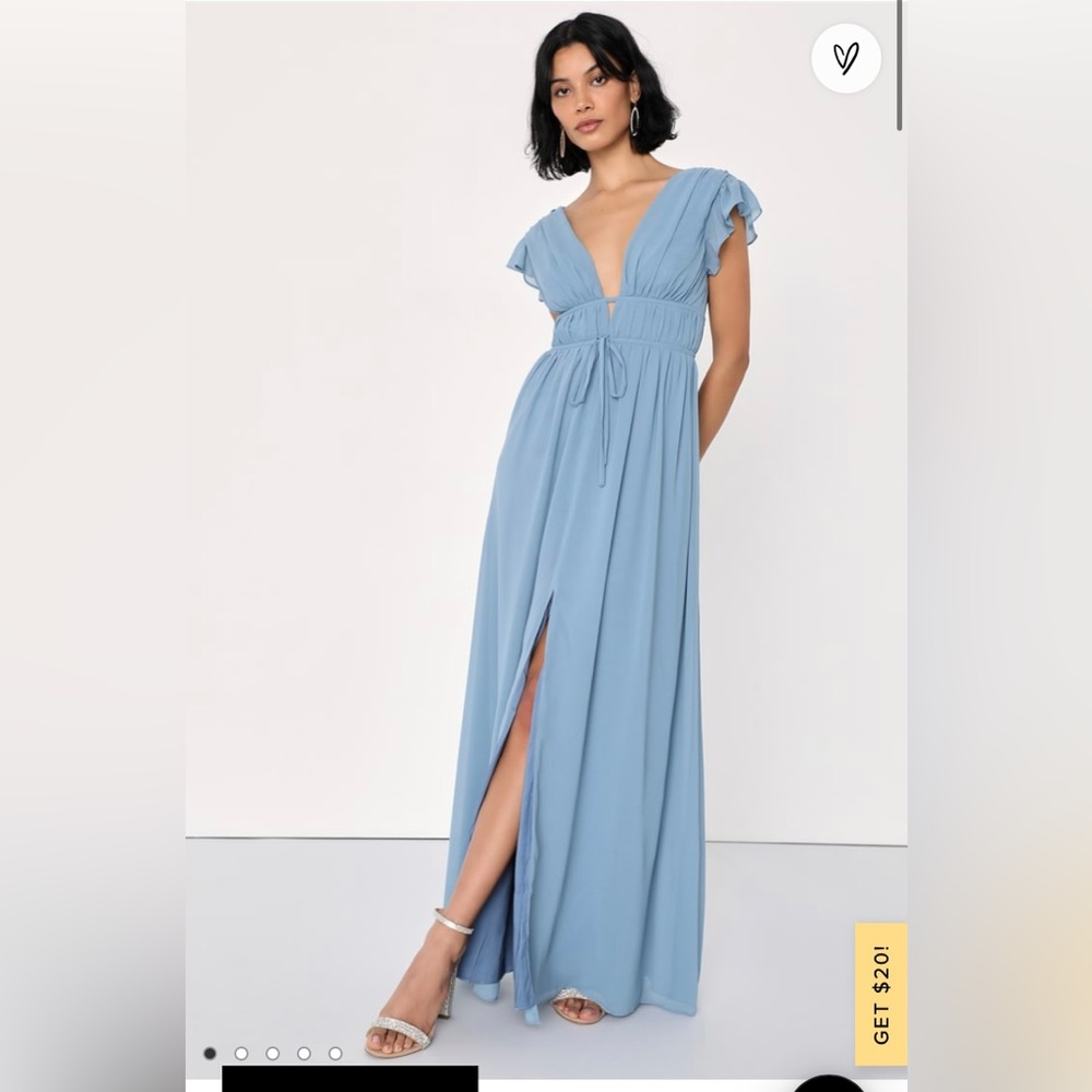 Lulus I'm All Yours Slate Blue Ruffled Maxi Dress